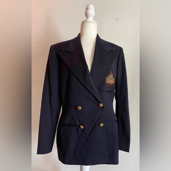 RALPH LAUREN Vintage Crown and Anchor Crested Double Breasted Blazer - Picture 2 of 7